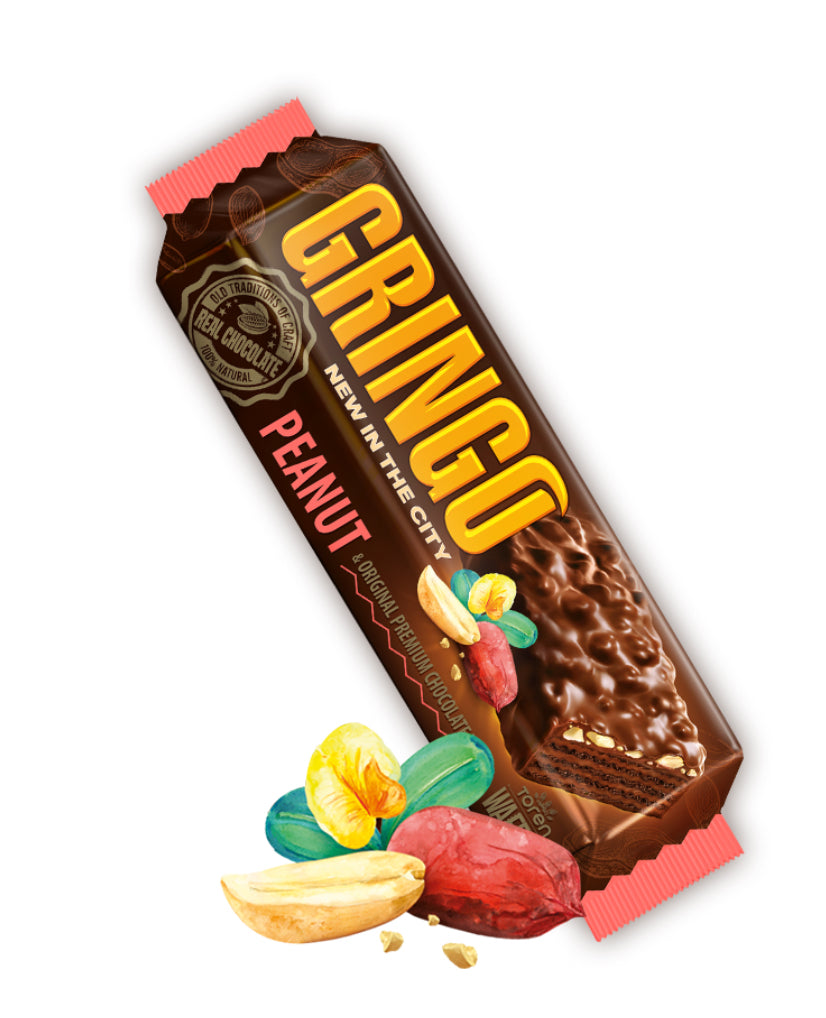 Gringo milk chocolate coated wafer with peanut 38g 24pk
