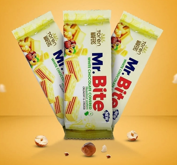 Mr. Bite white chocolate coated hazelnut wafer 38g 24pk