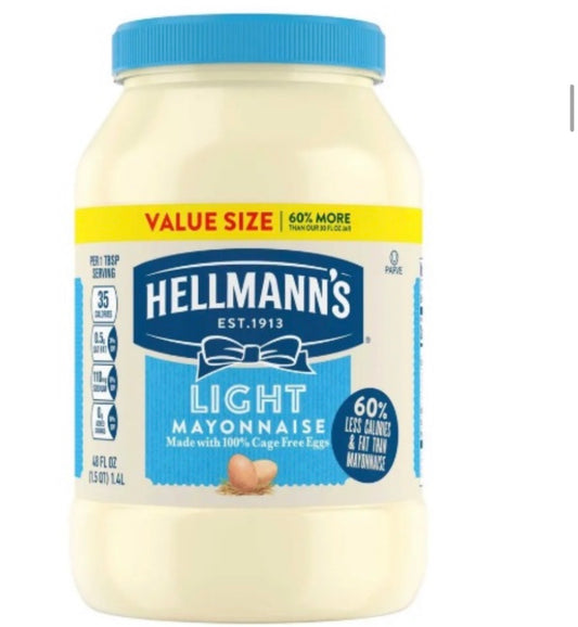 12pk Hellmans Mayonnaise Light 48oz