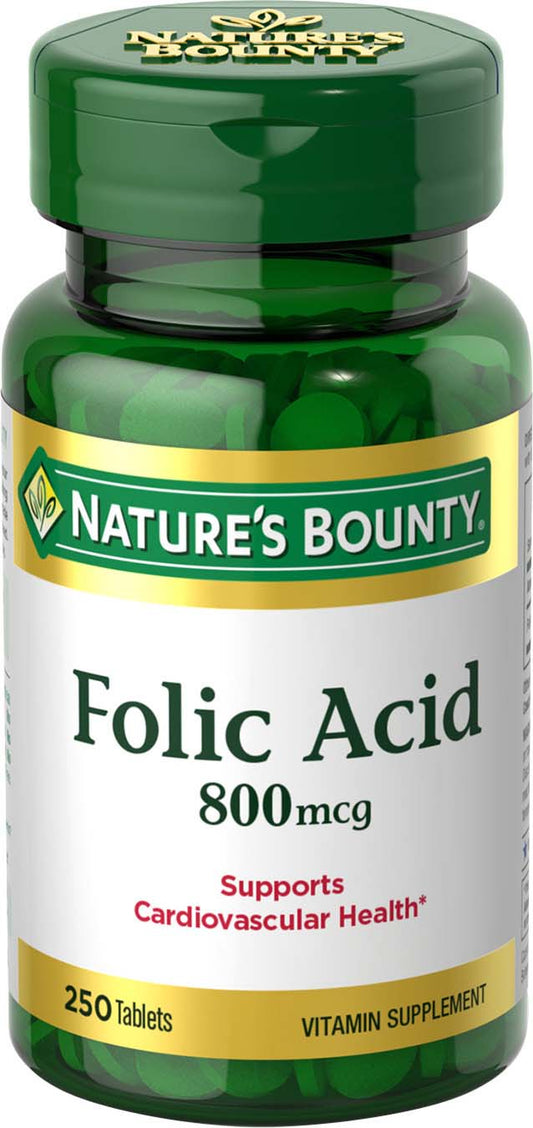 Nature's Bounty - Folic Acid 800 Mcg - 250 Tablets - 1 Pack