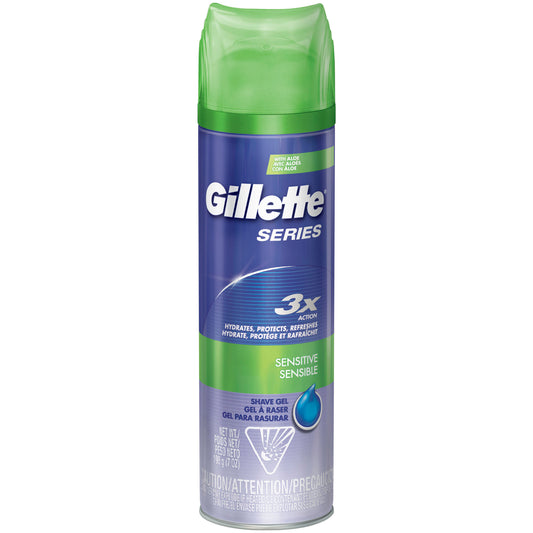 Gillette Shave Gel - 3X Sensitive - 7 Oz - 12 Pack