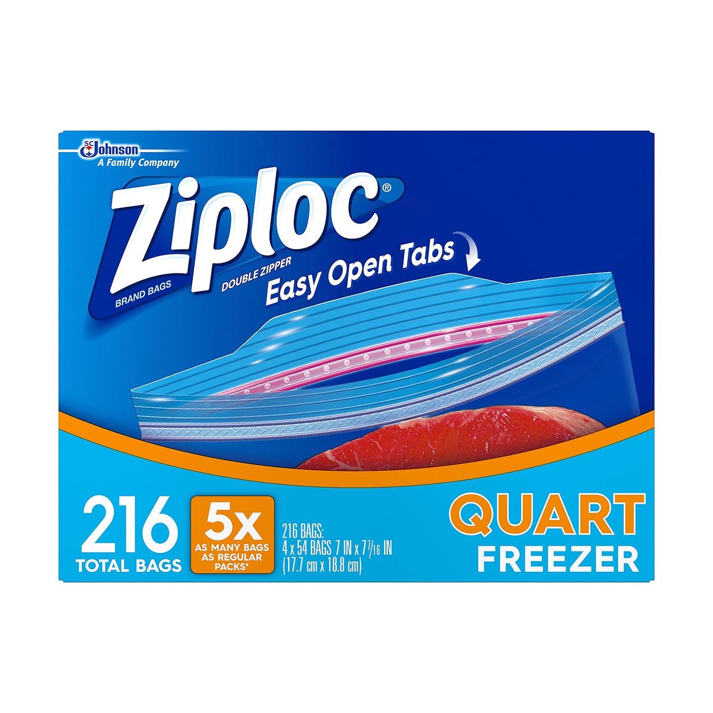 Ziploc - Double Zipper Quart Freezer Bags - 216 Ct - 1 Pack