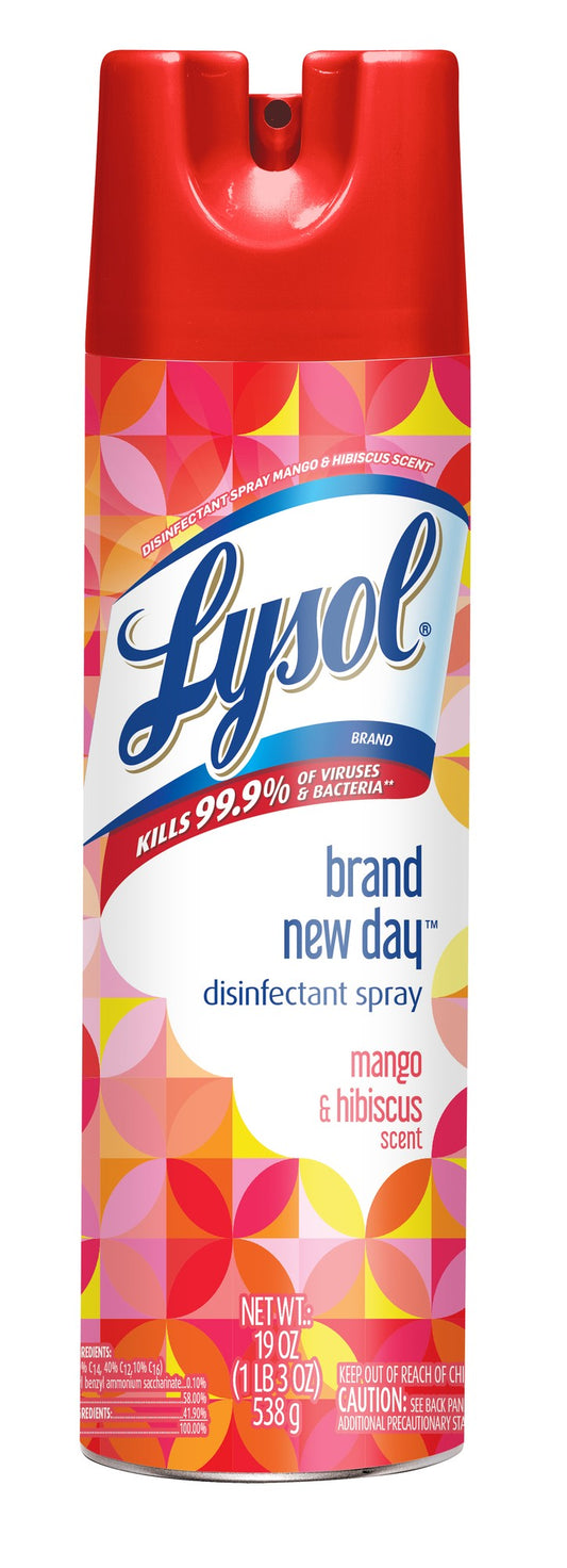 Lysol Aerosol Spray - Disinfectant Spray - Mango & Hibiscus - 19 Oz - 12 Pack