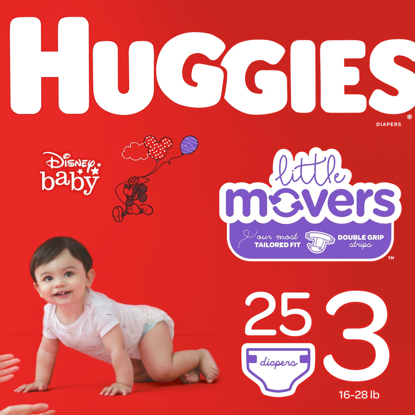 Huggies Diapers - Little Movers - Size 3 - 25 Ct - 4 Pack