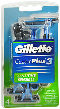 Gillette Disposable Razors - Custom Plus3 - 4 Ct - 12 Pack