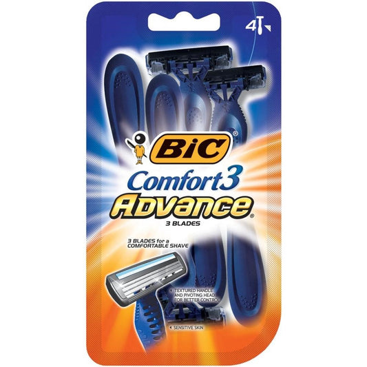 Bic - Disposable Razors - Advance Comfort3 - 4 Razors - 72 Pack