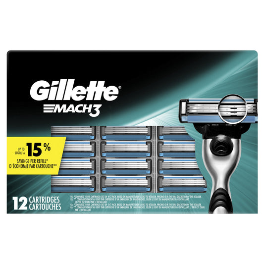 Gillette Blade Refill - Mach3 - 12 Cartridges - 36 Pack