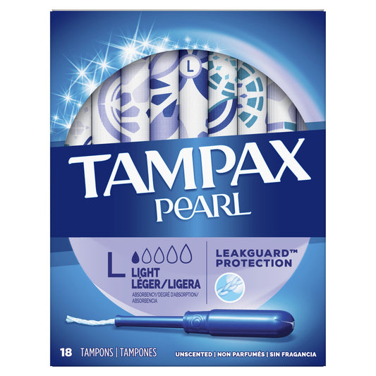 Tampax - Pearl Tampons - Light - 18 Count - 12 Pack