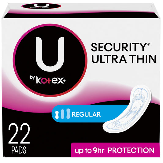 Kotex Pads - Regular - 22 Ultra Thin Pads - 8 Pack