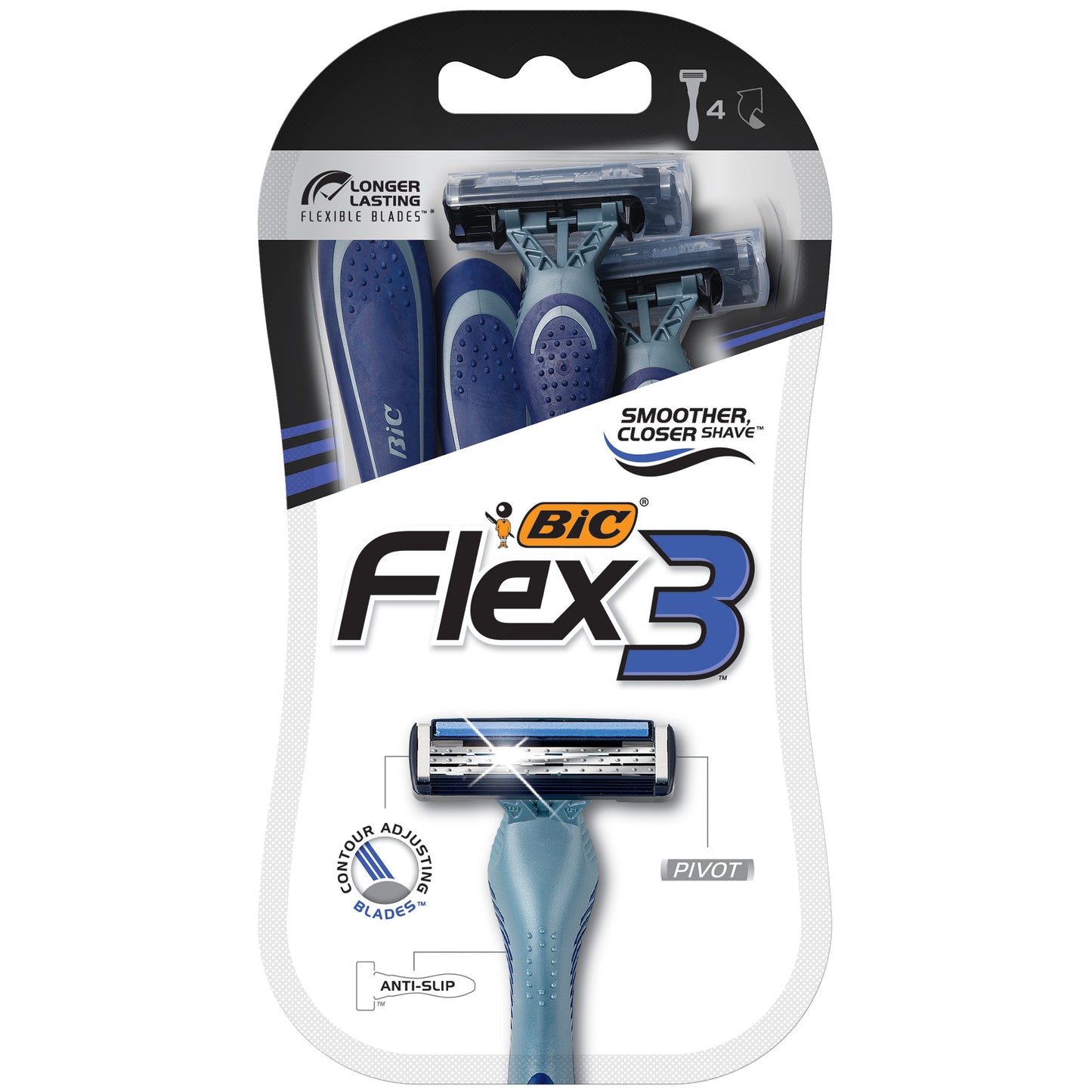 Bic - Disposable Razors - Flex3 - 4 Razors - 72 Pack