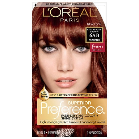 Loreal Hair Color - Preference Core - Pref Chic Auburn Brown 6Ab - 6 Pack