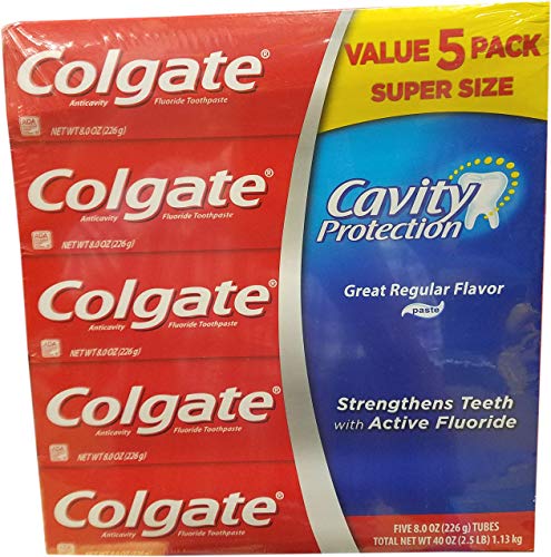 Colgate Toothpaste - Value 5 Pack Cavity Protection Regular Flavor Paste 5X8 Oz = 40 0Z ... 8 Oz Of 5 Per Case - 1 Pack