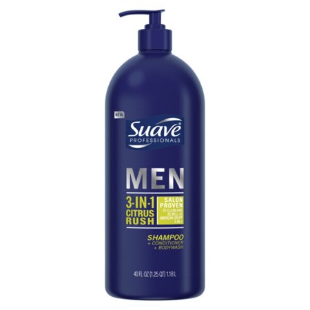 Suave Shampoo - Men 3In1 - Citrus Rush - 40 Fl Oz - 3 Pack