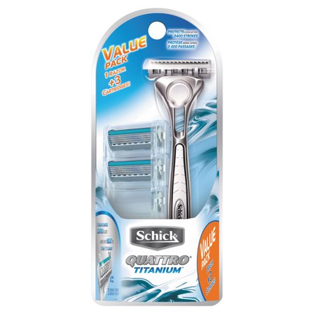 Schick - Razor Set - Quattro Titanm - 1 Handle & 3 Cartridges - 12 Pack