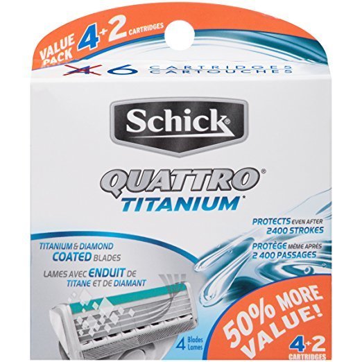 Schick - Blade Refill - Quattro Titanium - 6 Cartridges - 72 Pack