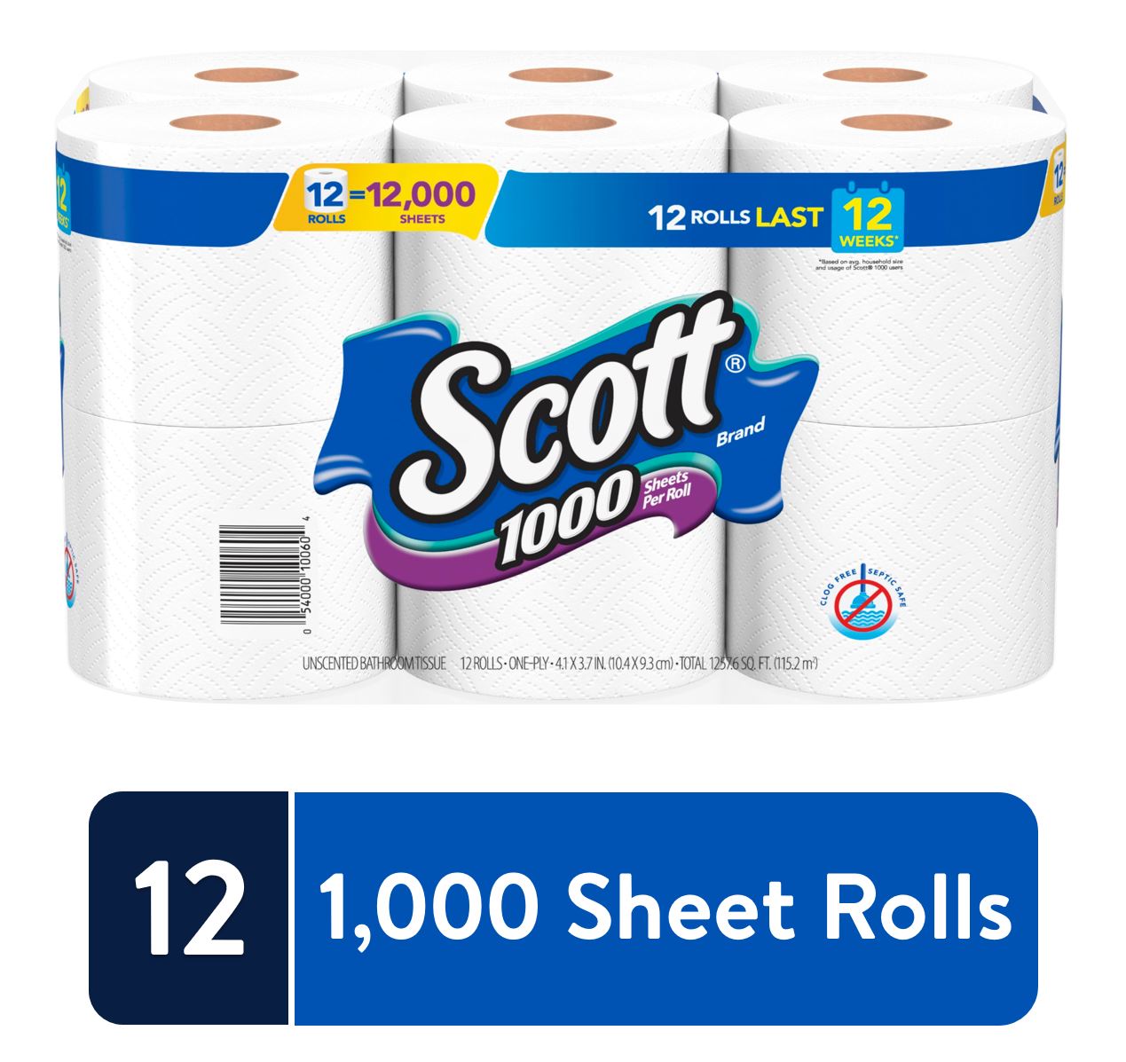 Scott - Septic Safe (12 Roll/1000 Sheets Per Roll) - 1 Pack