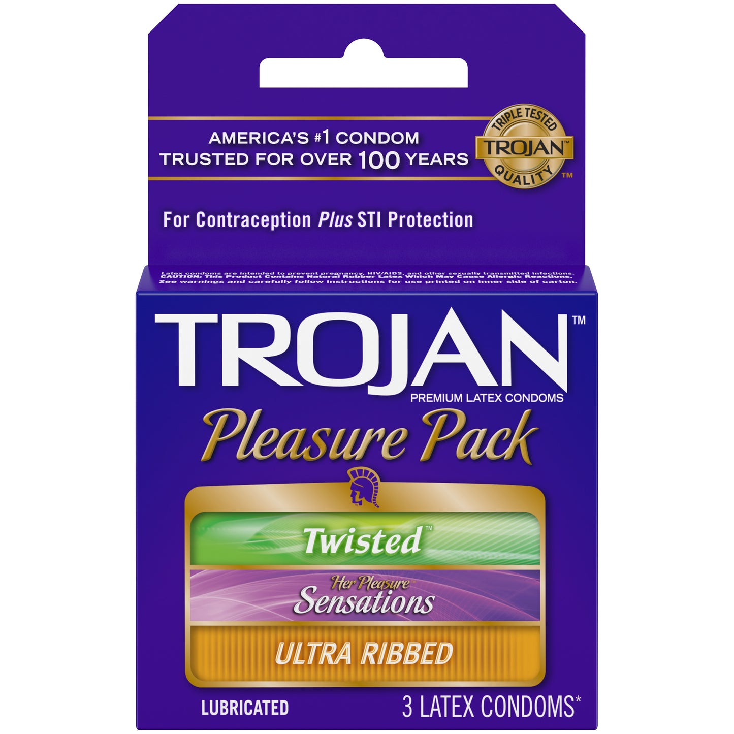 Trojan Condoms - Pleasure Pack 3 Condoms - 1 Pack