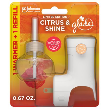 Glade Scented Oil Warmer - With Citrus & Sunshine Refill - 0.67 Oz - 5 Pack