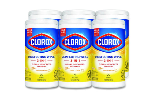Clorox Disinfectant Wipes -Lemon fresh - 75 Ct - 6 Pack