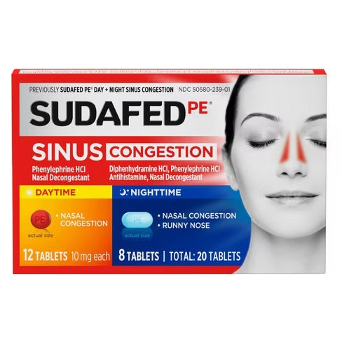 Sudafed - Pe Day + Night Sinus Congestion 12 Day/ 8 Night - 1 Pack