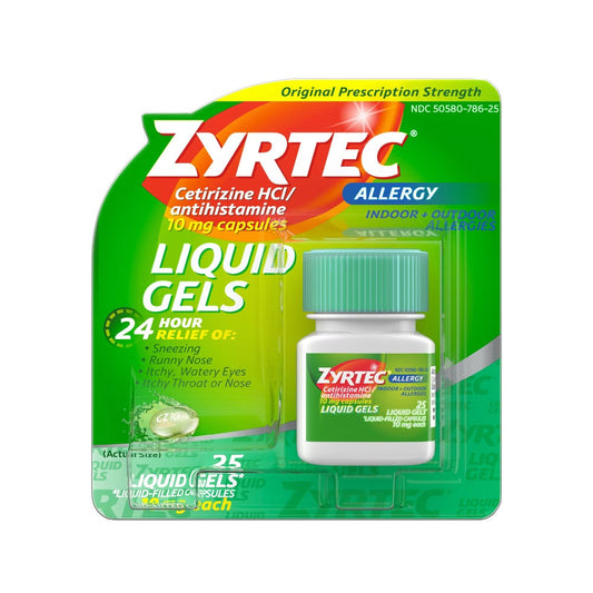 Zyrtec - 24 Hour Allergy Relief - 25 Liquid Gels - 1 Pack