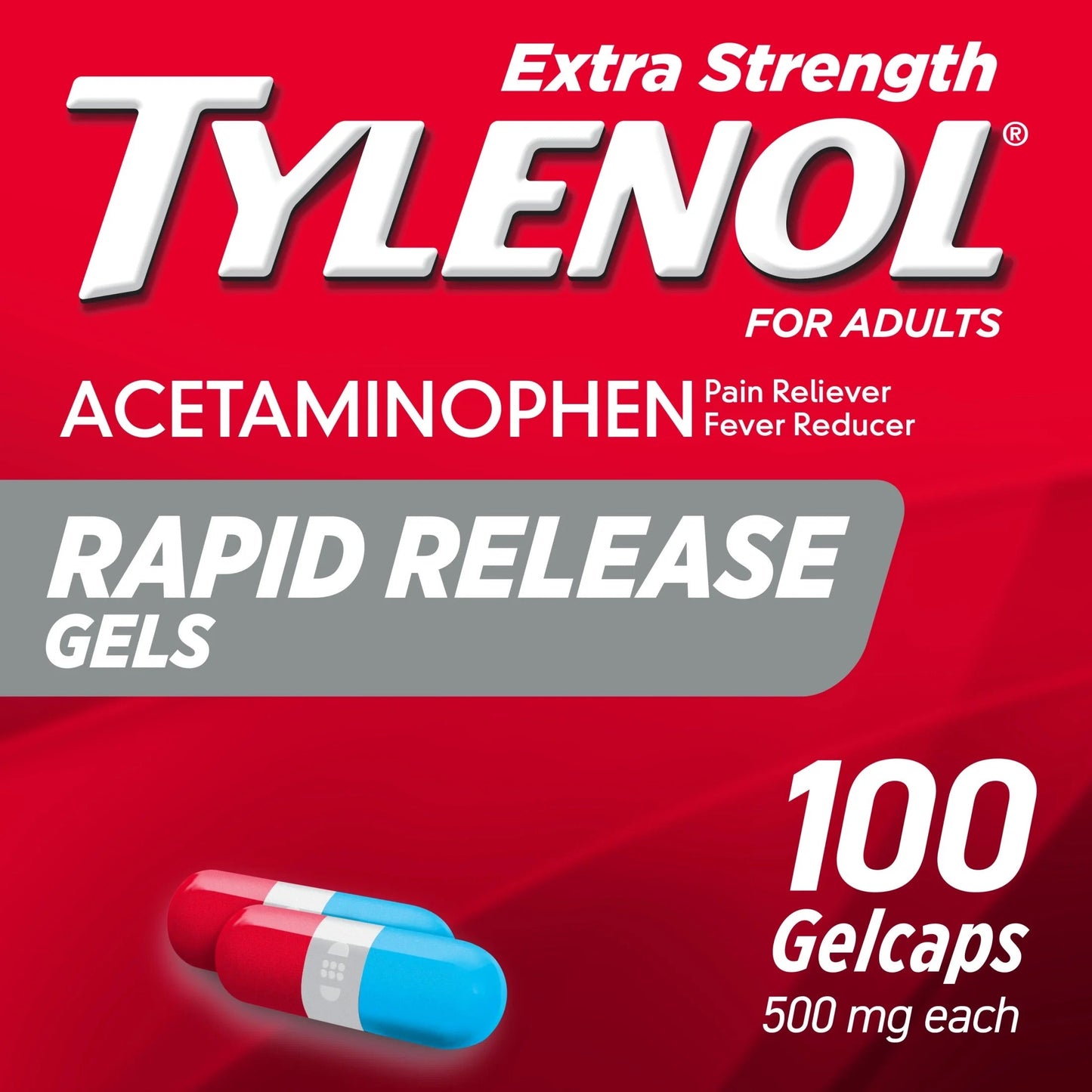 Tylenol - Extra Strength - Rapid Release Gels - 100 Gelcaps - 1 Pack