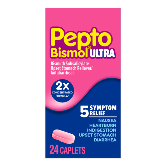 Pepto Bismol - Ultra 5 Sypmtom Relief 24 Caplets - 1 Pack