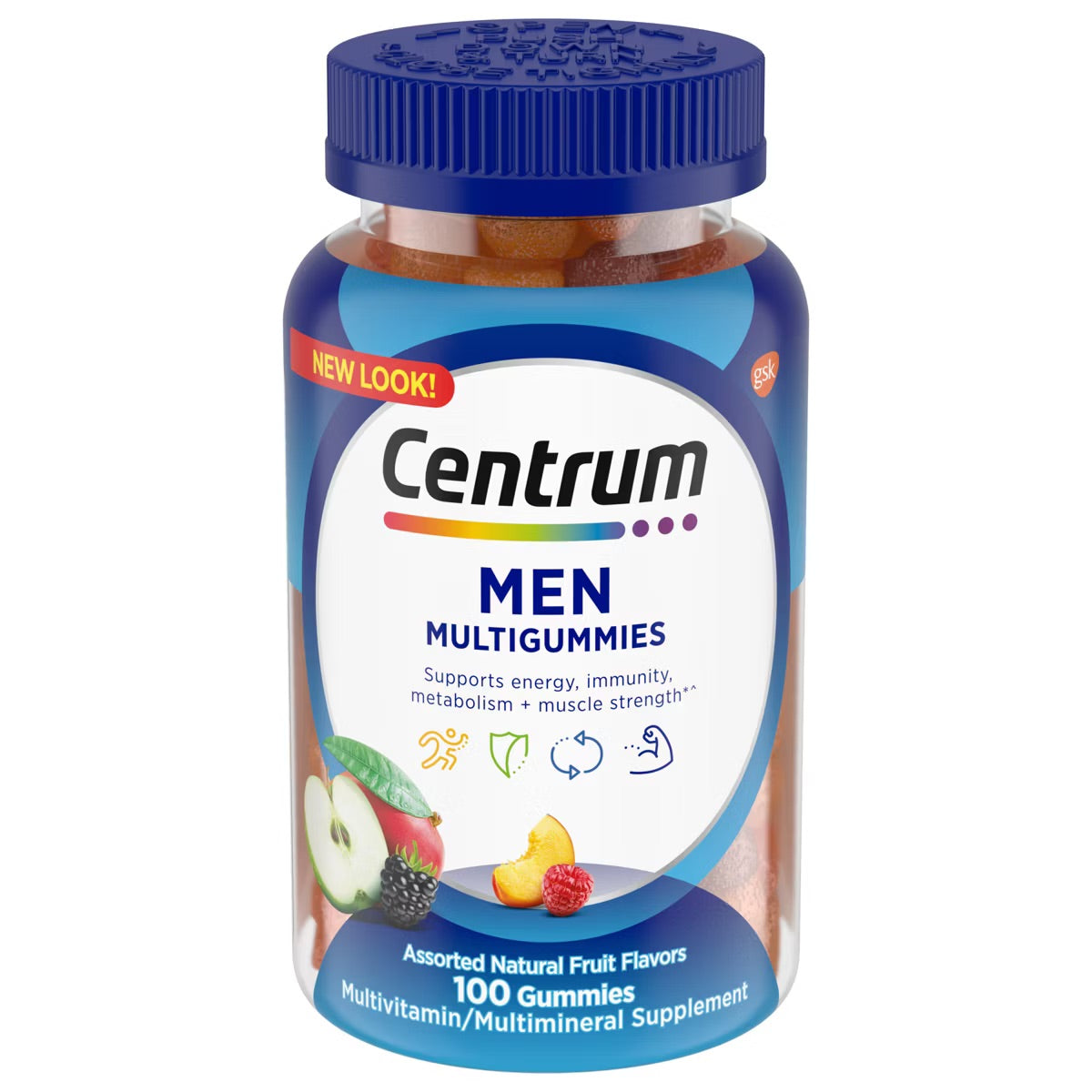 Centrum Multivitamin - Men Multigummies Assorted Natural Fruit Flavor 100 Gummies - 1 Pack