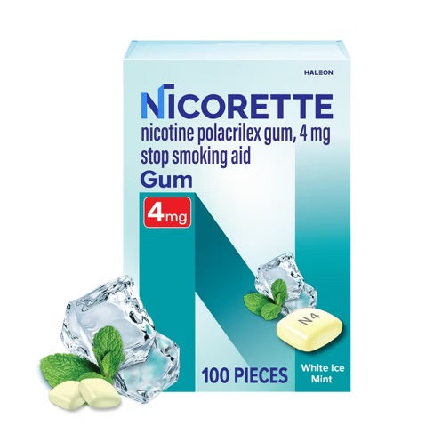 Nicorette - 4 Mg Nicotine Gum - White Ice Mint 100 Count - 12 Pack