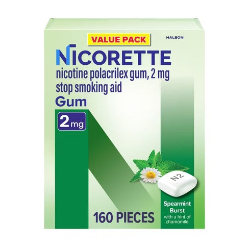 Nicorette - Gum Spearmint Burst 2 Mg 160 Ct - 12 Pack