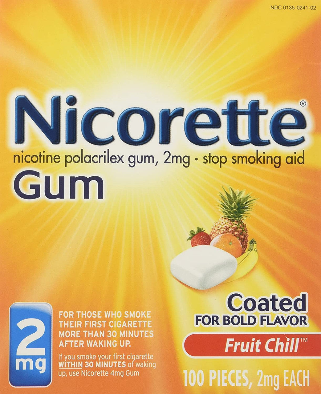 Nicorette - 2 Mg Nicotine Gum - Fruit Chill 100 Count - 12 Pack