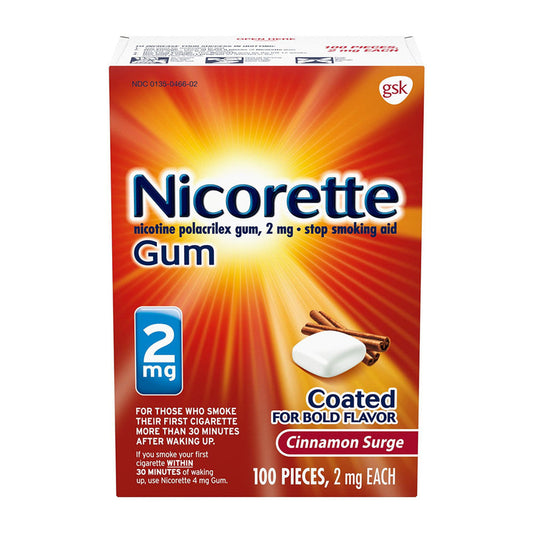 Nicorette - 2 Mg Nicotine Gum - Cinnamon 100 Count - 12 Pack