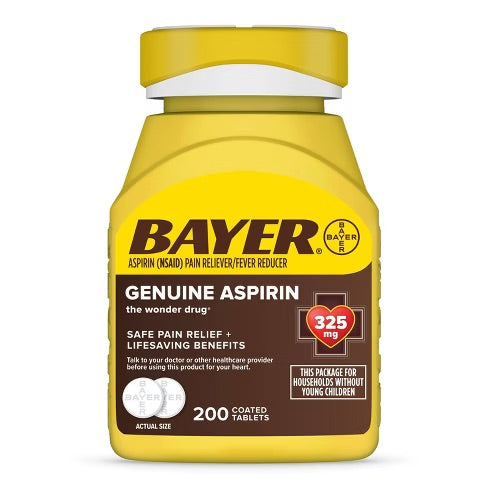 Bayer - Coated Tablets - Genuine Asprin - 200 Ct - 1 Pack