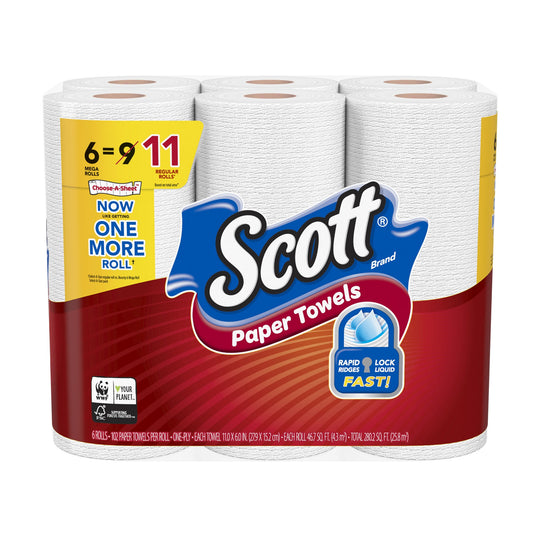 Scott - Paper Towels - Mega Roll Choose A Size White 6 Ct - 1 Pack