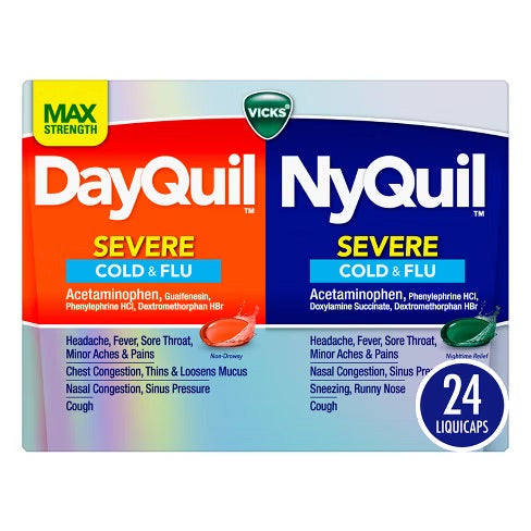 Dayquil/Nyquil Combo Pack - Severe Cold & Flu - 24 Liquicaps - 1 Pack