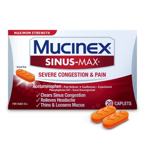 Mucinex - Sinus Max Severe Congestion Relief 20 Caplets - 1 Pack