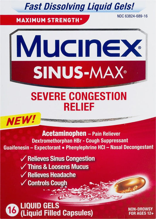 Mucinex - Sinus-Max Severe Congestion Relief 16Ct - 1 Pack