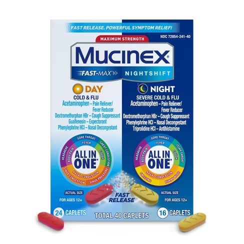 Mucinex - Fast-Max - Day/Night All In One - Total 40 Caplets - 1 Pack