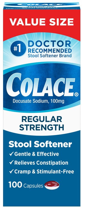 Colace - Softener - Regular Strength - 100 Capsules - 1 Pack