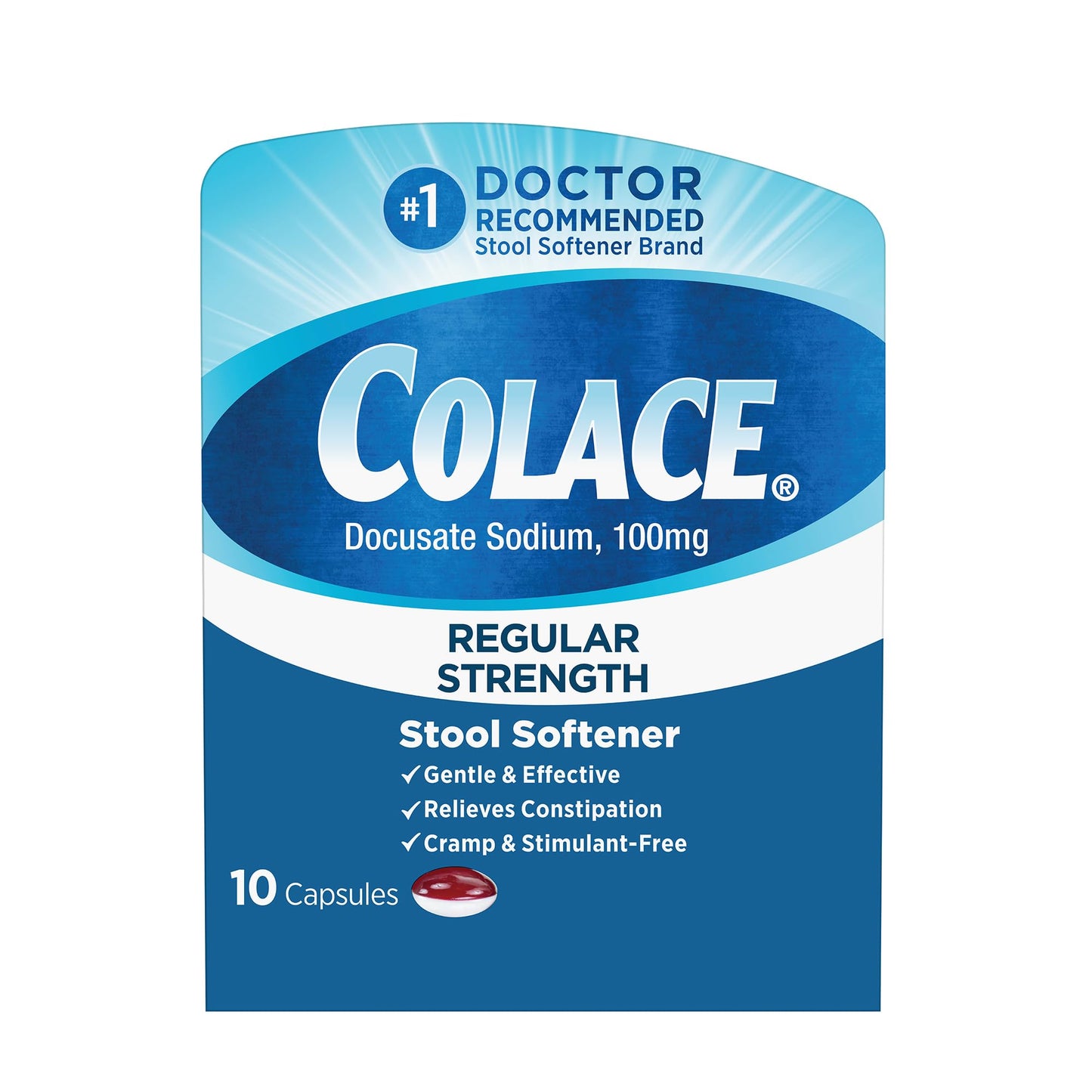 Colace - Softener - Regular Strength - 10 Capsules - 1 Pack