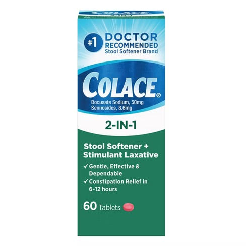 Colace - Softener - 2in1 W/ Stimulating Laxative - 60 Tablets - 1 Pack