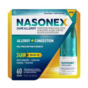 Nasonex - 24Hr Non Drowsy Allergy Medicine Nasal Spray - 60 Sprays - 1 Pack