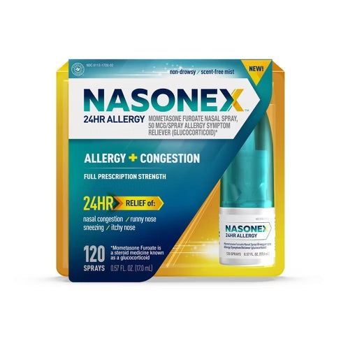 Nasonex - 24Hr Non Drowsy Allergy Medicine Nasal Spray - 120 Sprays - 1 Pack