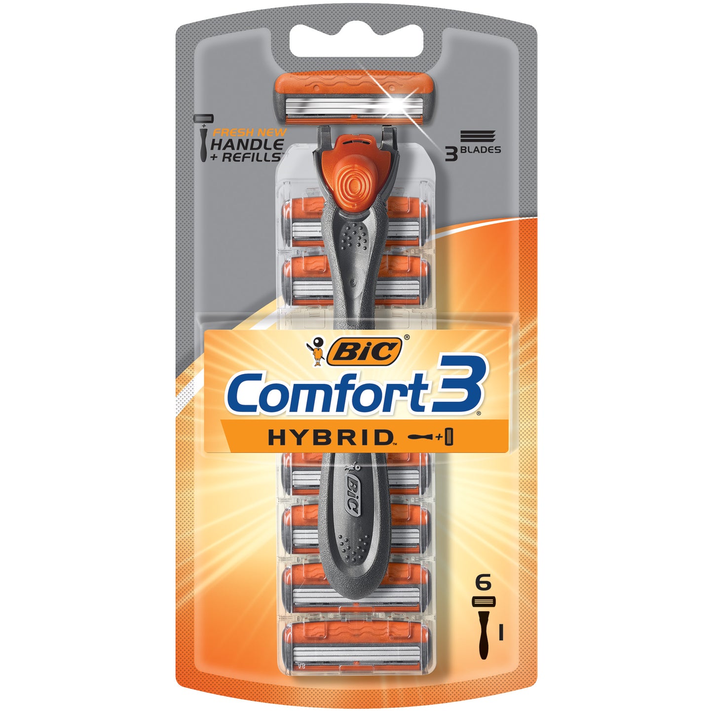 Bic - Razor Set - Comfort3 - 1 Handle & 6 Cartridges - 72 Pack