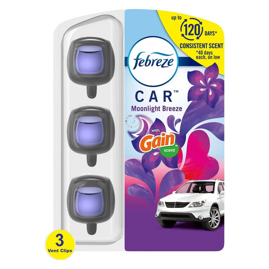 Febreze - Car Air Freshener Vent Clip Gain Moonlight Breeze 0.20 Fl Oz/ 8Pk - 8 Pack