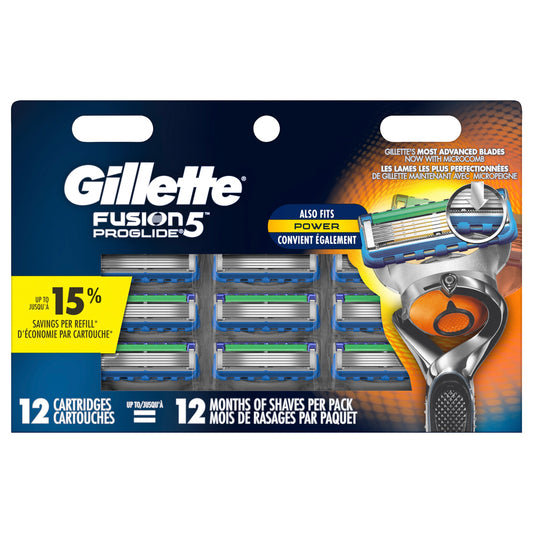 Gillette Blade Refill - Fusion5 Proglide - 12 Cartridges - 36 Pack