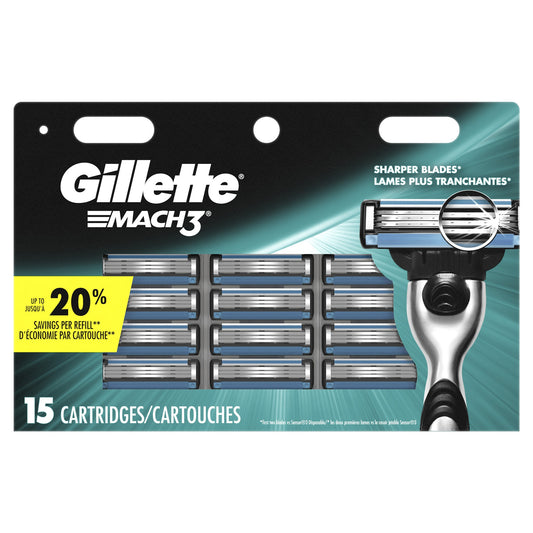 Gillette Blade Refill - Mach3 - 15 Cartridges - 24 Pack