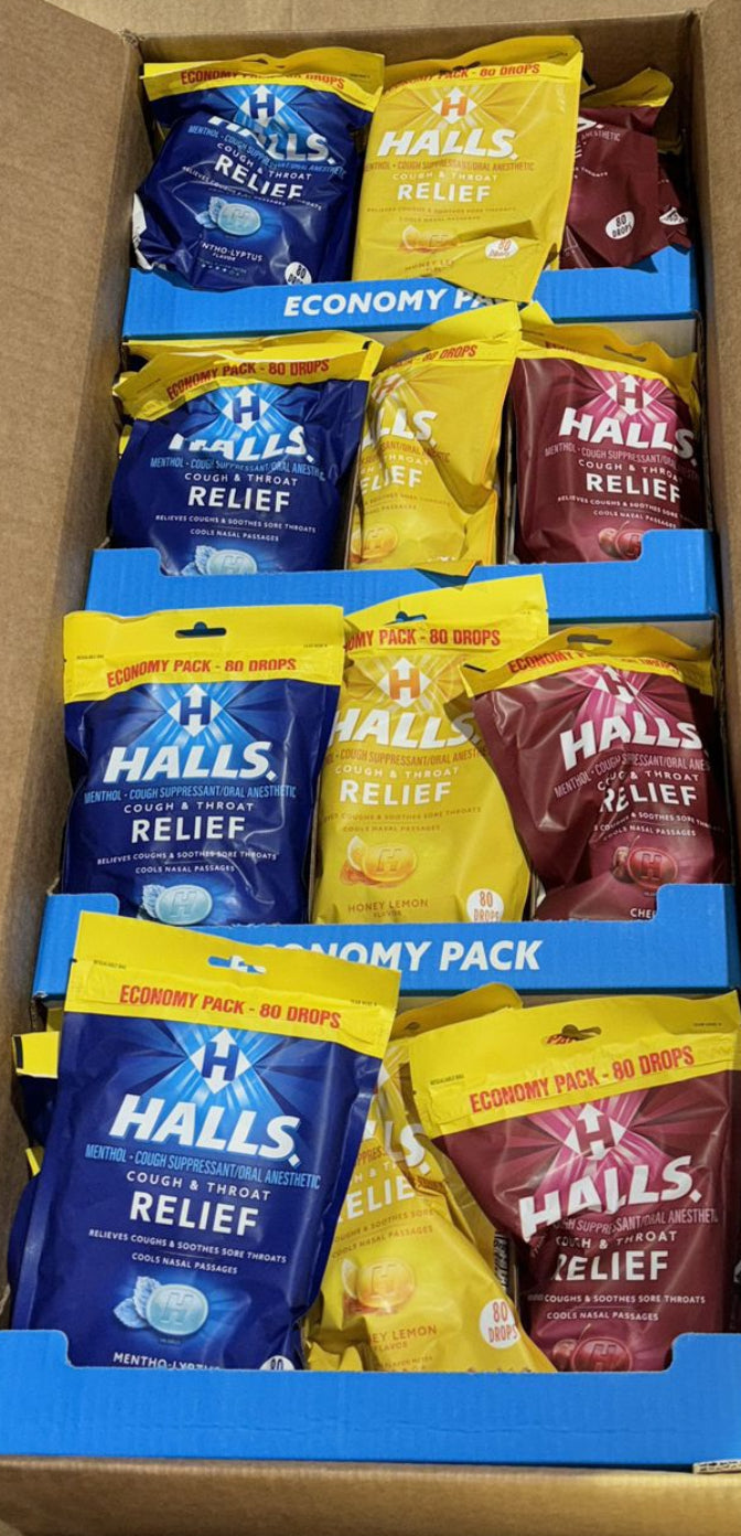 60Pk - 80ct HALLS RELIEF ASSORTED SHIPPER