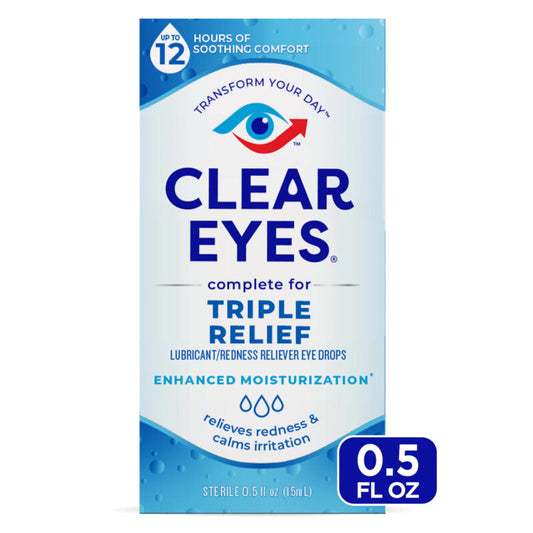 Clear Eyes Eye Drops - Triple Action - 0.5 Floz - 24 Pack