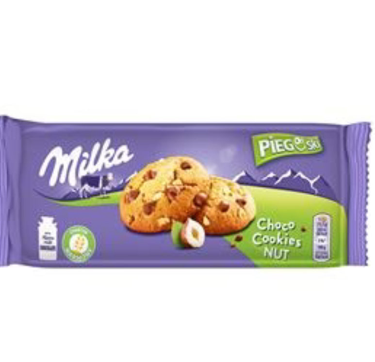 24pk x 6 MILKA PIEGUSKI CHOCO COOKIE NUT COOKIES WITH MILK CHOCOLATE PIECES AND NUTS 135 G